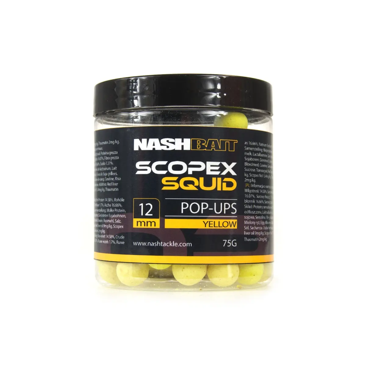 Nash Pop Ups Yellow - Scopex Squid rozmiar 12 mm / 50g - MPN: B6835 - EAN: 5055108868354