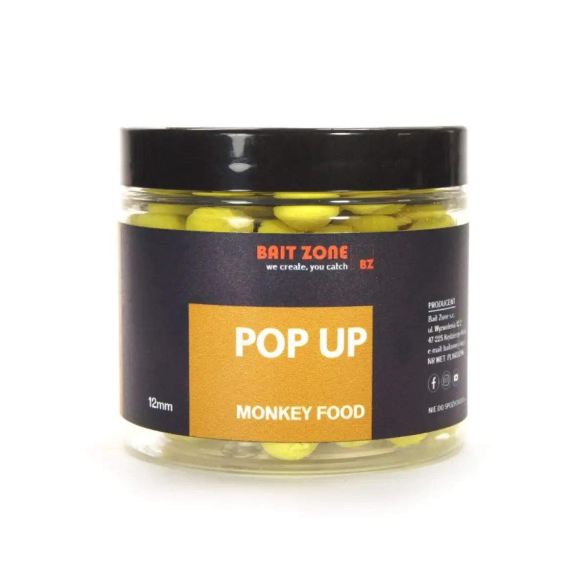 Bait Zone Pop Up Boilies Monkey Foodrozmiar 12mm / 250ml - MPN: BZPOPMF12 - EAN: 200000046361