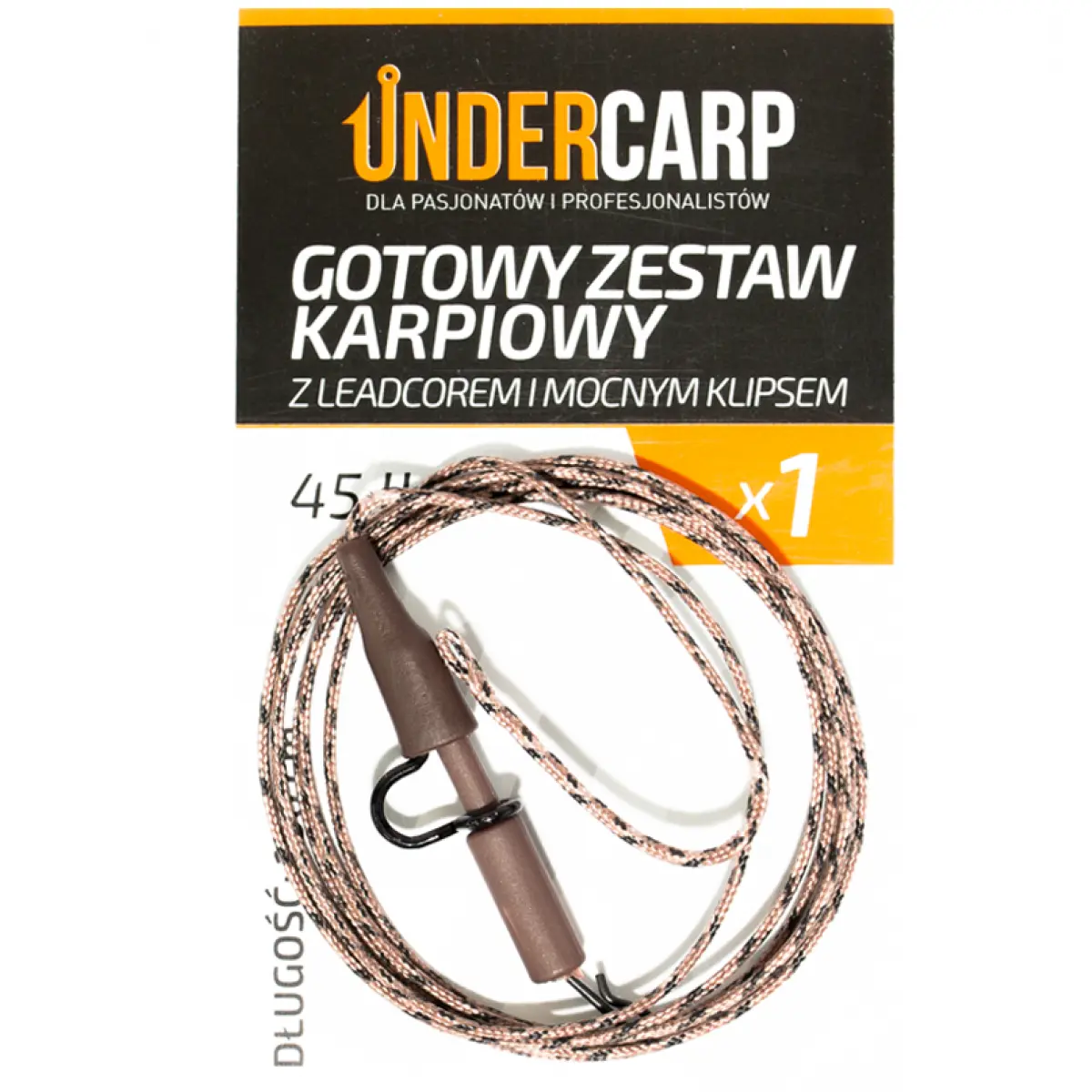 UnderCarp - Gotowy zestaw karpiowy z leadcorem 45lb i mocnym klipsem 45lb / 100cm (brązowy)wersja 45lb / 100cm (brązowy) - MPN: UC10 - EAN: 5902721602189