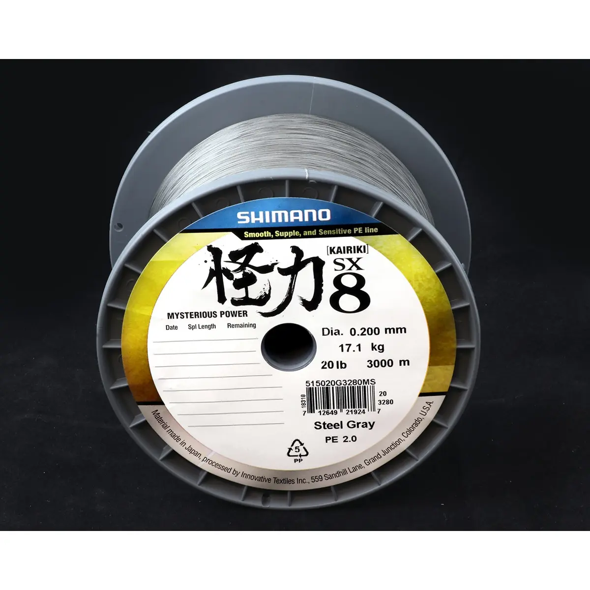 Shimano Kairiki 8 Steel Grey Braided Line rodzaj 0.28mm / 3000m - MPN: 59WPLM98S3J - EAN: 22255246200