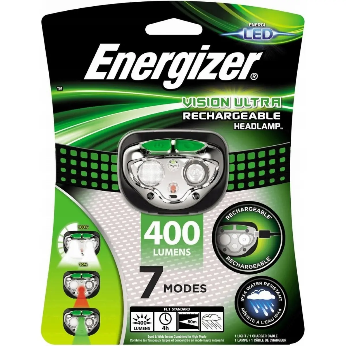 ENERGIZER Vision Rechargeable Headlamp 400 Lumens - MPN: LP00481 - EAN: 7638900426441