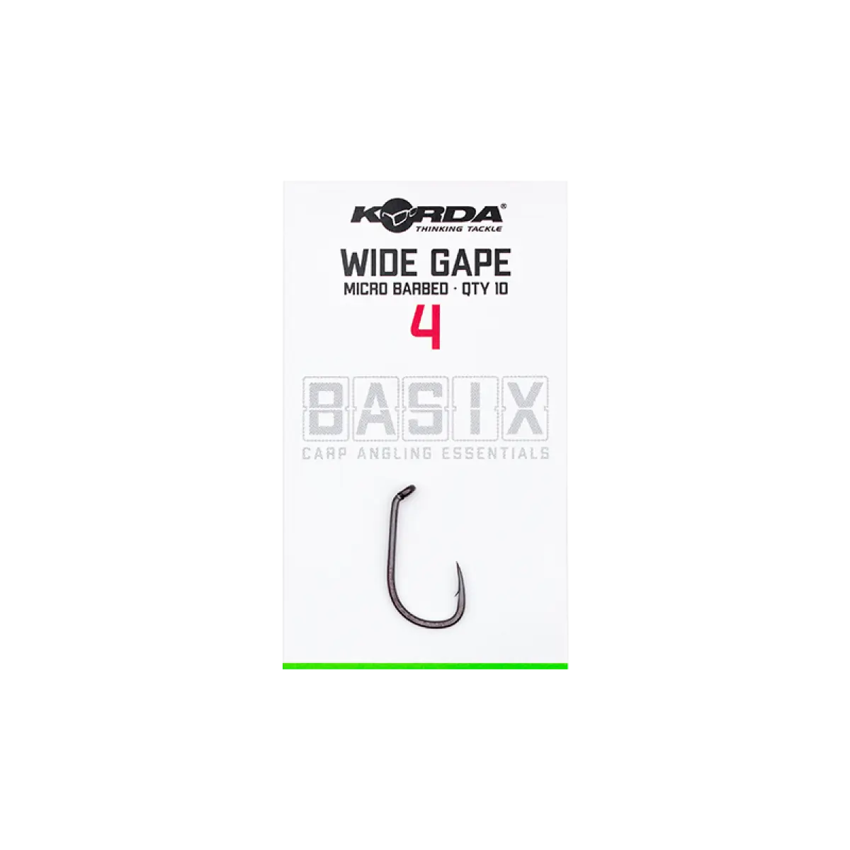 Korda Basix Wide Gape Hooksrozmiar 4 - MPN: KBX002 - EAN: 5060660633500
