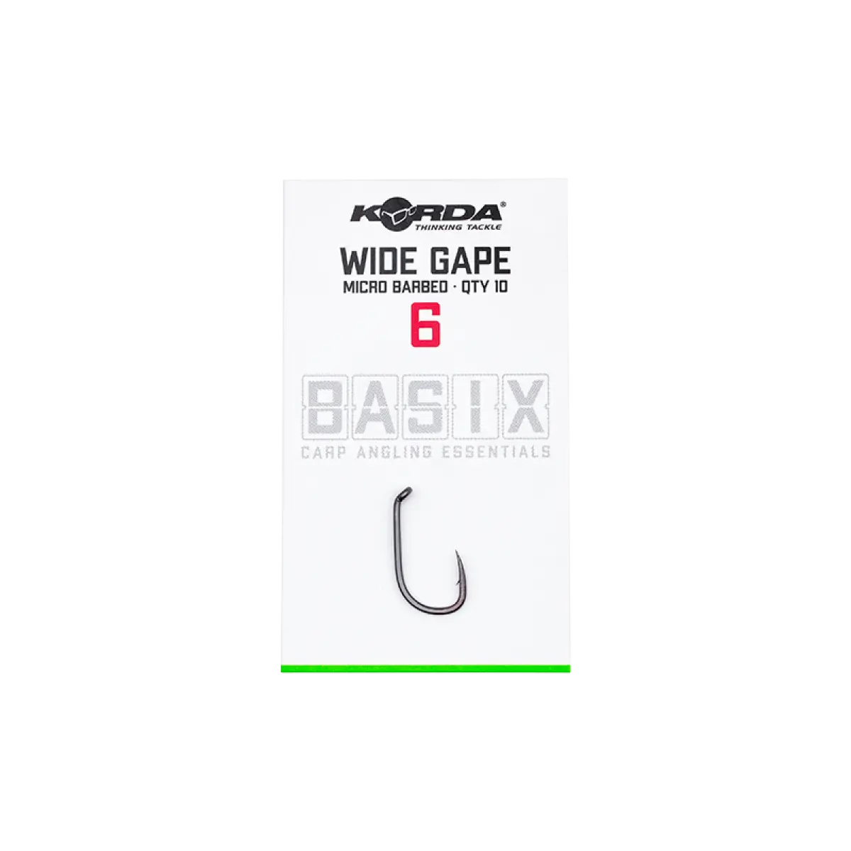 Korda Basix Wide Gape Hooksrozmiar 6 - MPN: KBX003 - EAN: 5060660633524