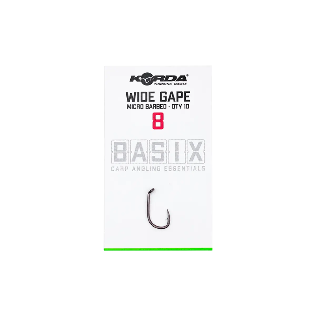 Korda Basix Wide Gape Hooksrozmiar 8 - MPN: KBX004 - EAN: 5060660633548