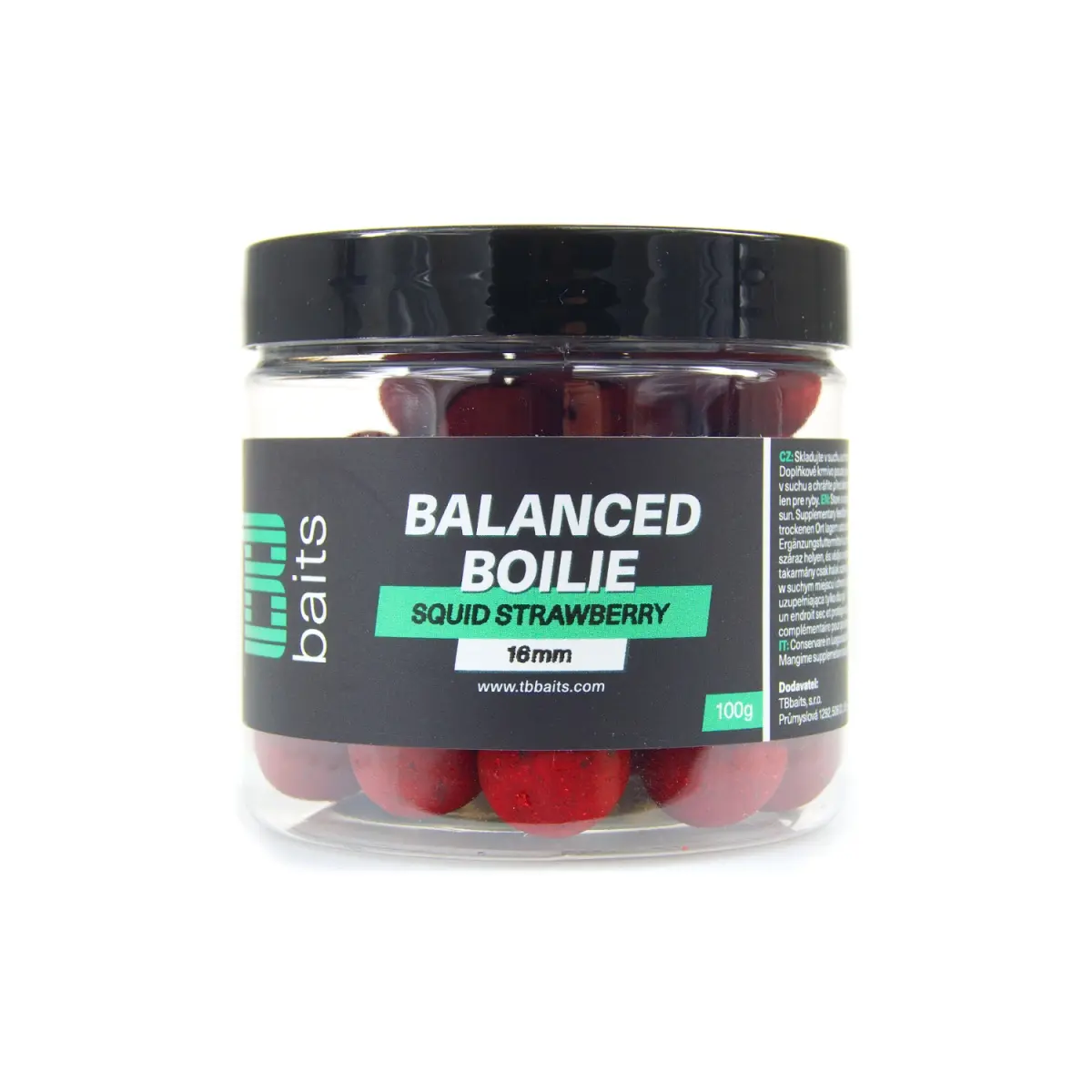 TB Baits Balanced Boilie + Attractor GLM Squid Strawberryrozmiar 16mm / 100g - MPN: TB00612 - EAN: 8596601006128