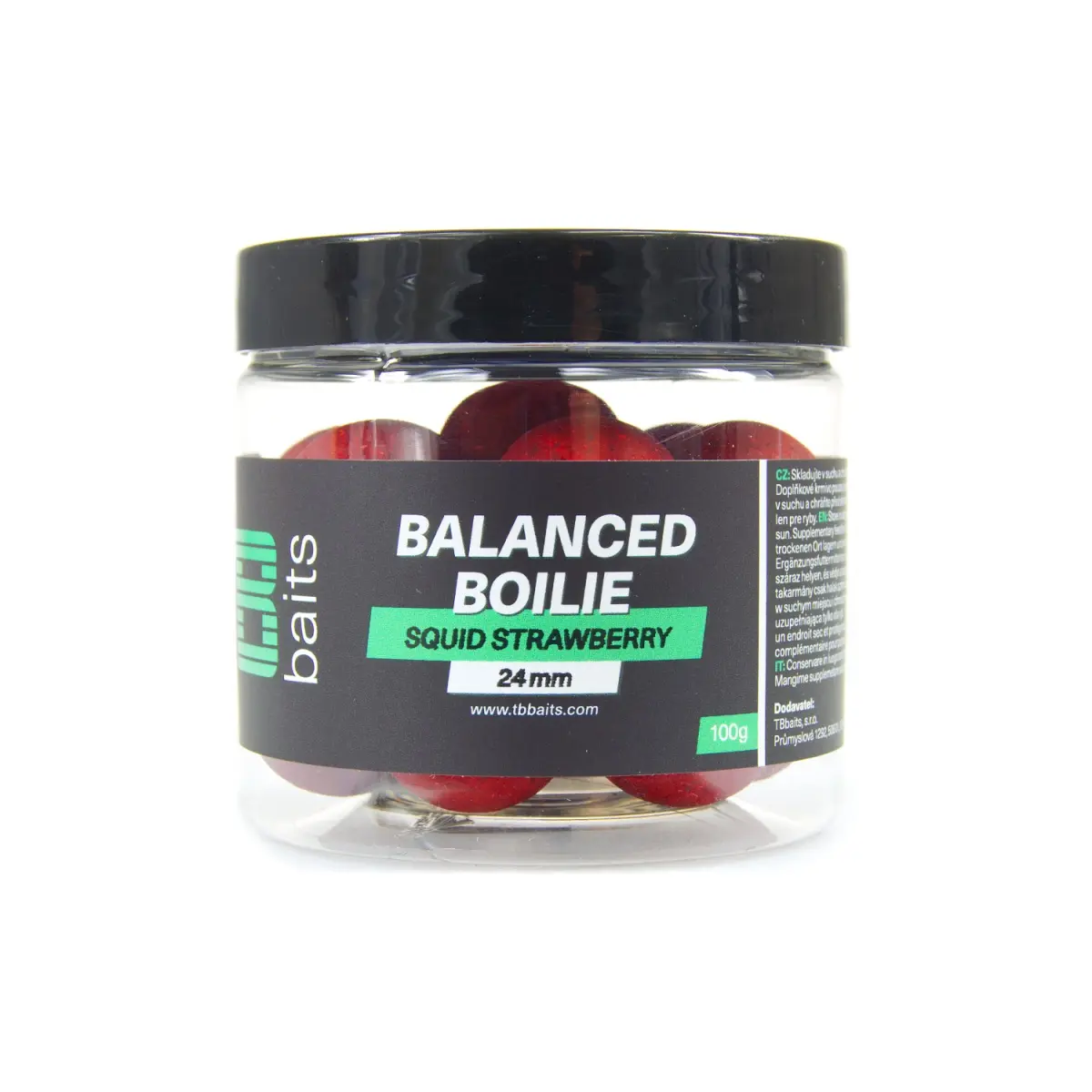 TB Baits Balanced Boilie + Attractor GLM Squid Strawberryrozmiar 24mm / 100g - MPN: TB00616 - EAN: 8596601006166