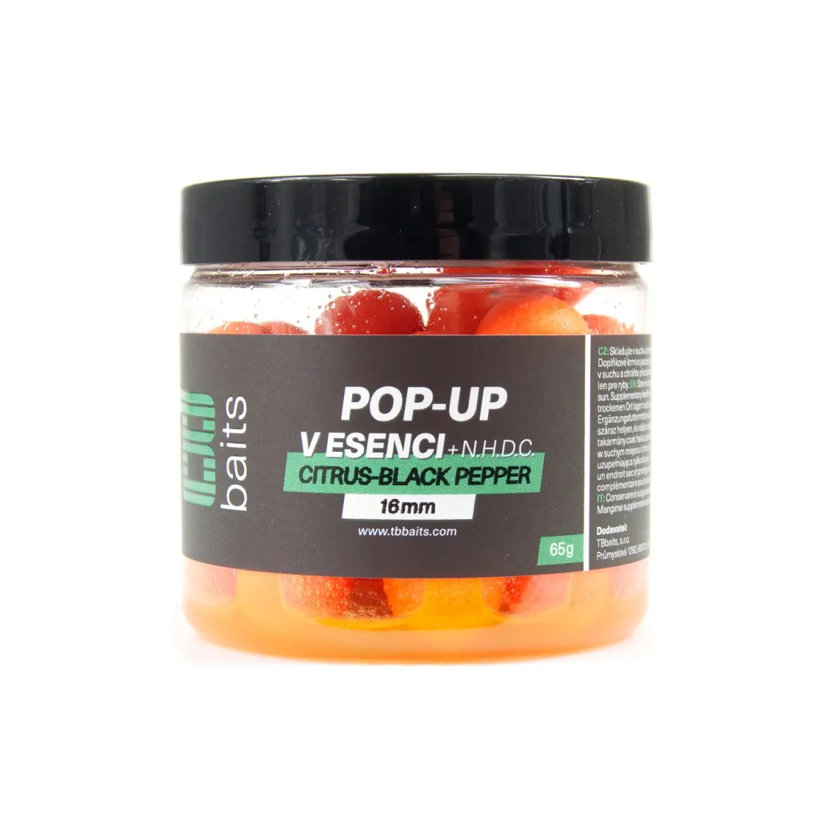 TB Baits Pop-Up Citrus - Black Pepper + NHDC rozmiar 16mm / 65g - MPN: TB00507 - EAN: 8596601005077