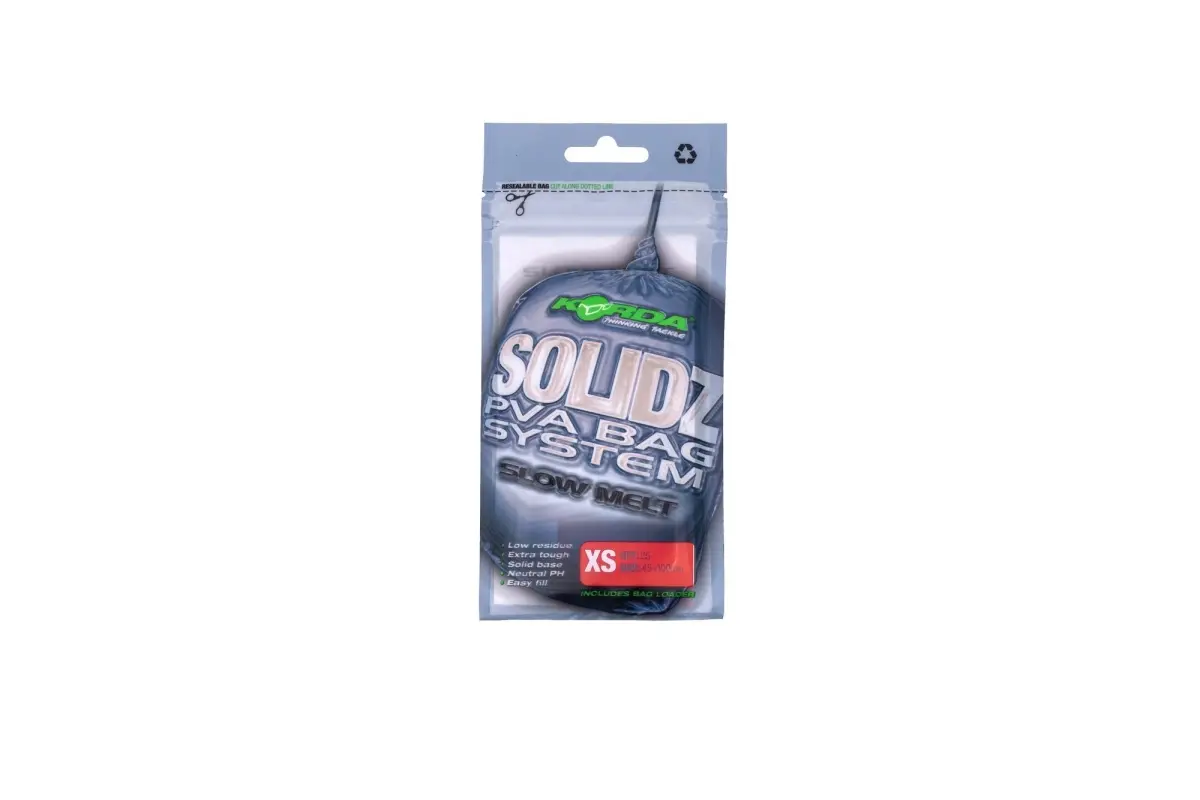 Korda Solidz Slow Melt PVA Bags - XSmallrozmiar XSmall (45mm x 100mm) - MPN: KPVA5 - EAN: 5060929022229