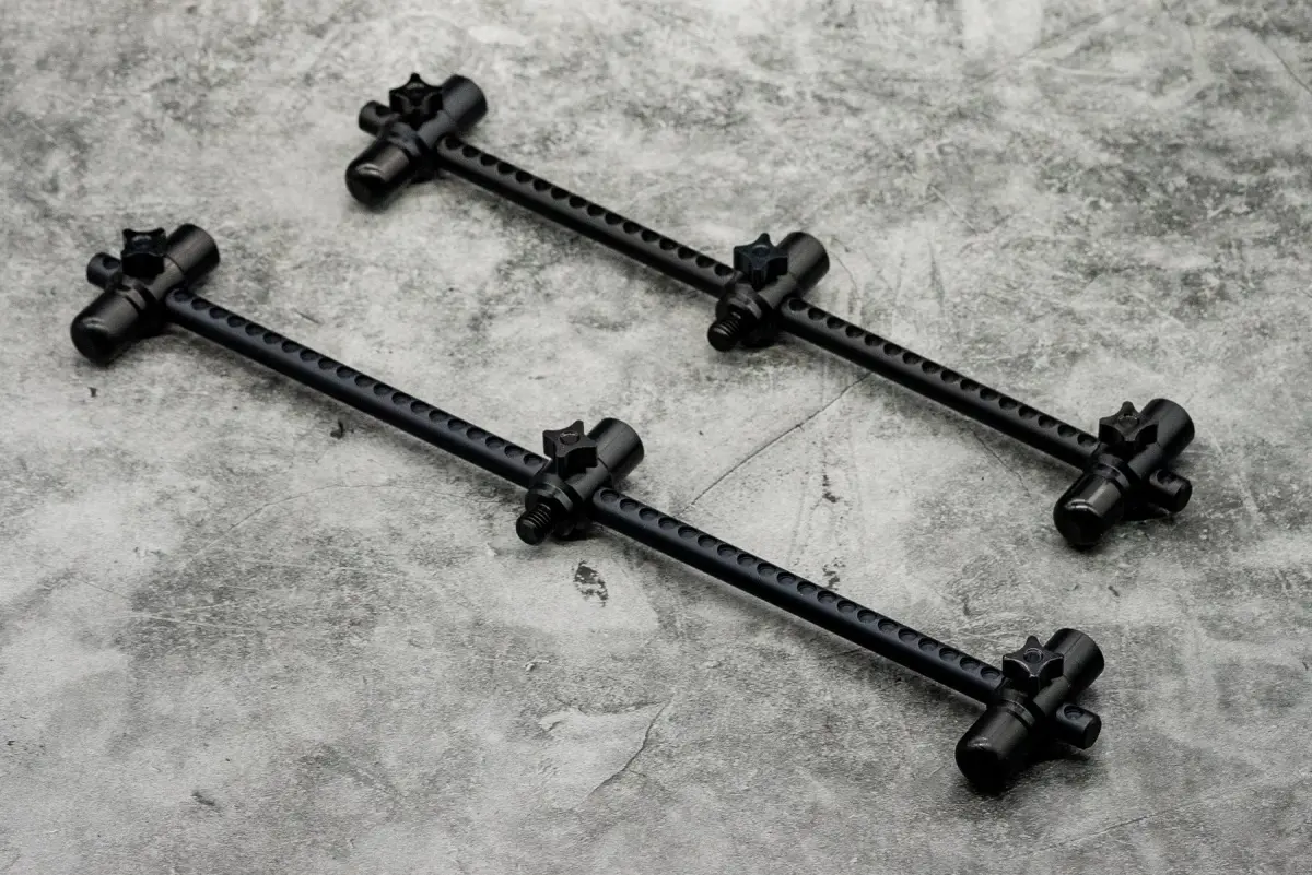 One More Cast Elbowz Black Anodised Aluminium 3 Rod Buzzbars model Standard (11.5 in &amp; 9.5 in) - MPN: OMCEL3RMB - EAN: 5060939132406