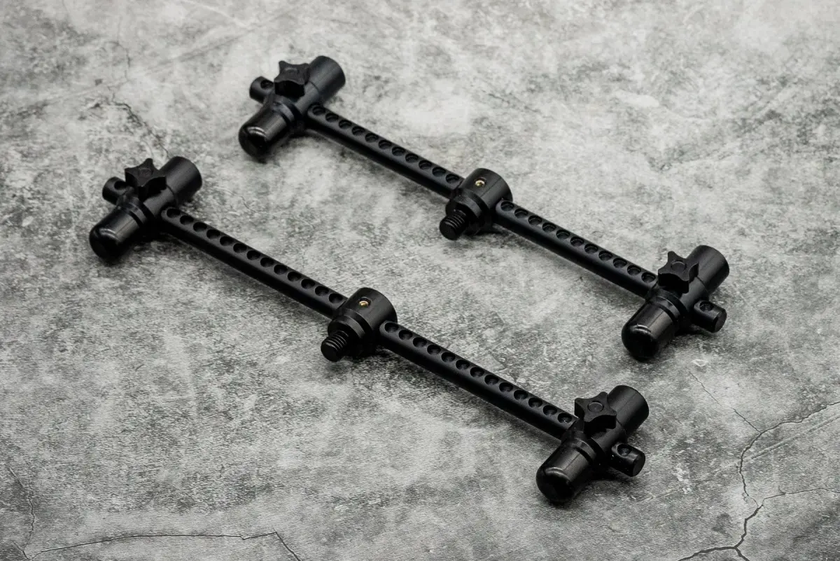 One More Cast Elbowz Black Anodised Aluminium 2 Rod Buzzbars Standard  (8 in &amp; 7 in)model Standard  (8 in &amp; 7 in) - MPN: OMCEL2RMB - EAN: 5060939132420