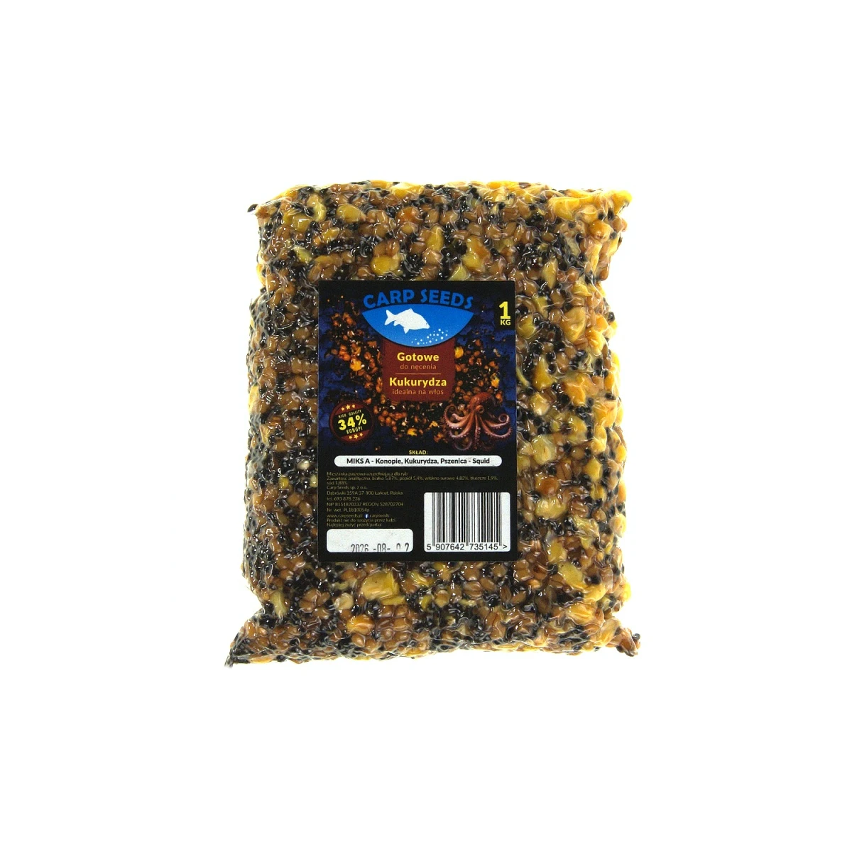 Carp Seeds Mix - Konopie, Pszenica, Kukurydza - Squidopakowanie 1kg - EAN: 5907642735145