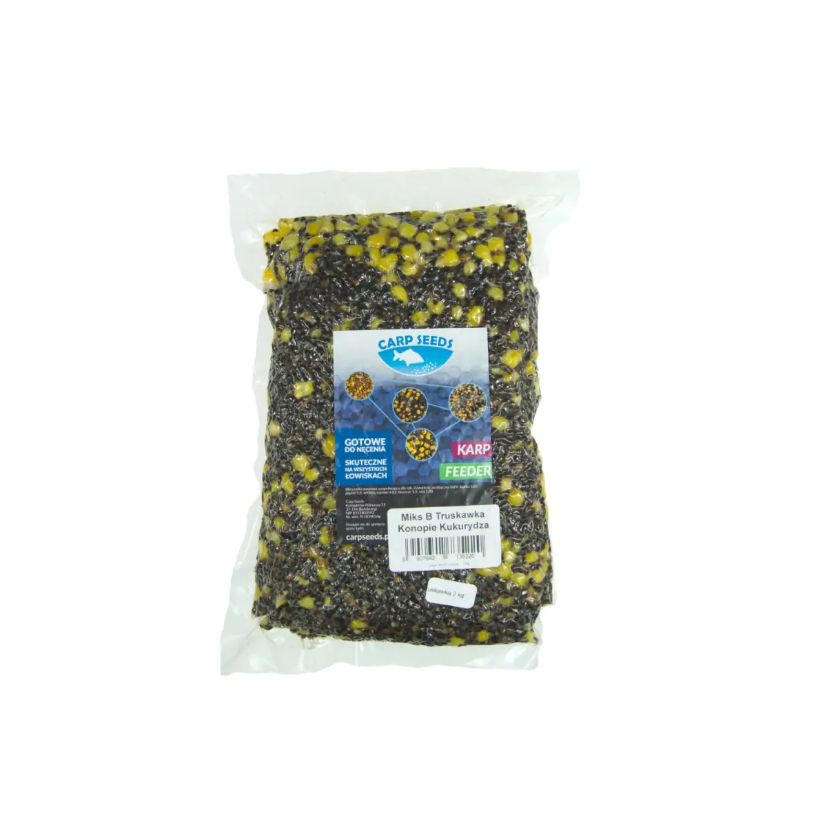 Carp Seeds Mix - Konopie, Kukurydza - Truskawkaopakowanie 2kg - EAN: 5907642735220