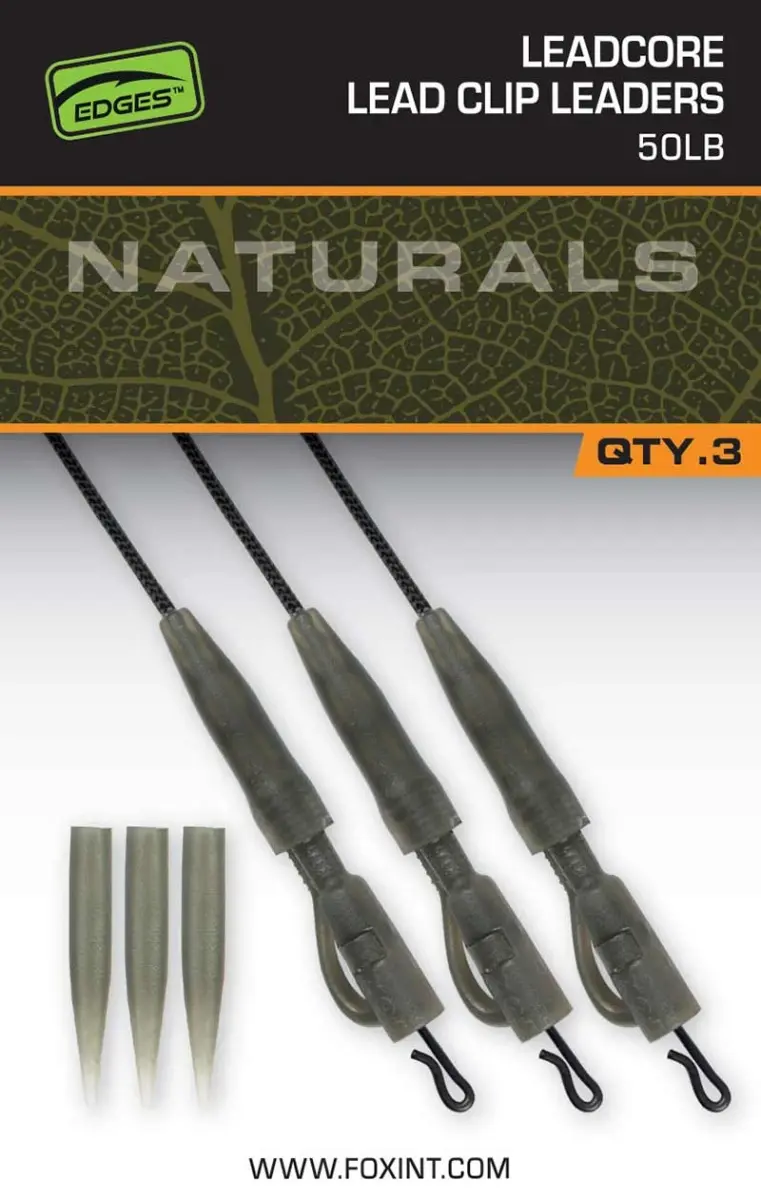 Fox EDGES Naturals Leadcore Power Grip Lead Clip Leaders 50lb  75cm / 50lbwersja 75cm / 50lb - MPN: CAC852 - EAN: 5056212175505