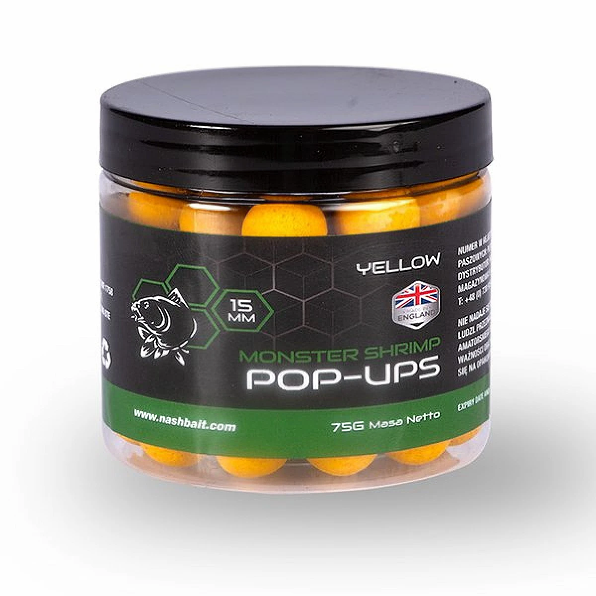 Nash Monster Shrimp Pop Up - Yellow  15mm / 75grozmiar 15mm / 75g - MPN: B6531 - EAN: 5055108865315