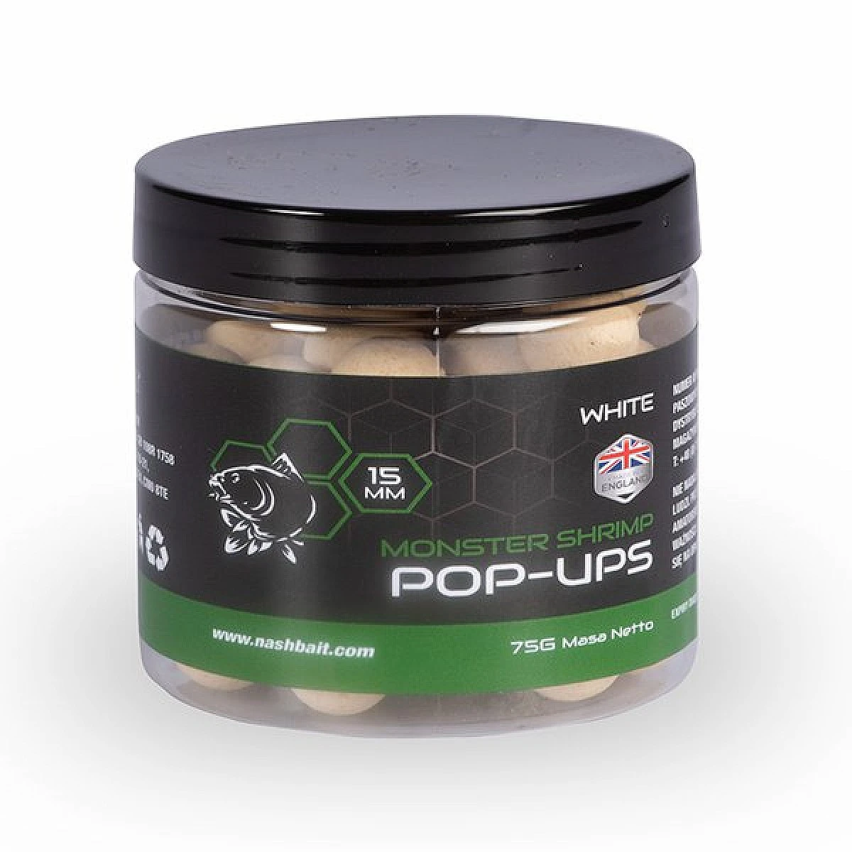 Nash Monster Shrimp Pop Up - White 15mm / 75grozmiar 15mm / 75g - MPN: B6536 - EAN: 5055108865360