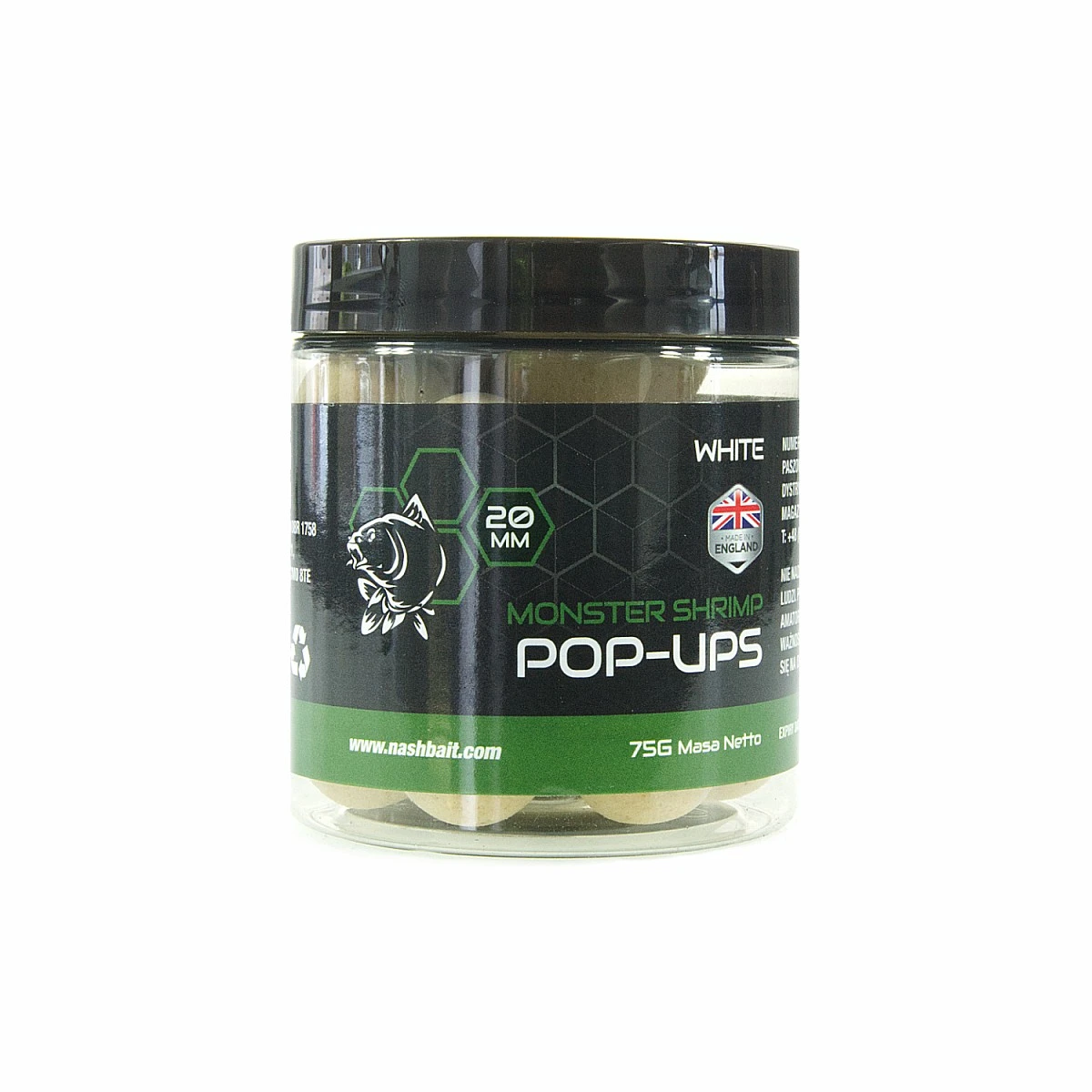 Nash Monster Shrimp Pop Up - White 20mm / 75grozmiar 20mm / 75g - MPN: B6537 - EAN: 5055108865377