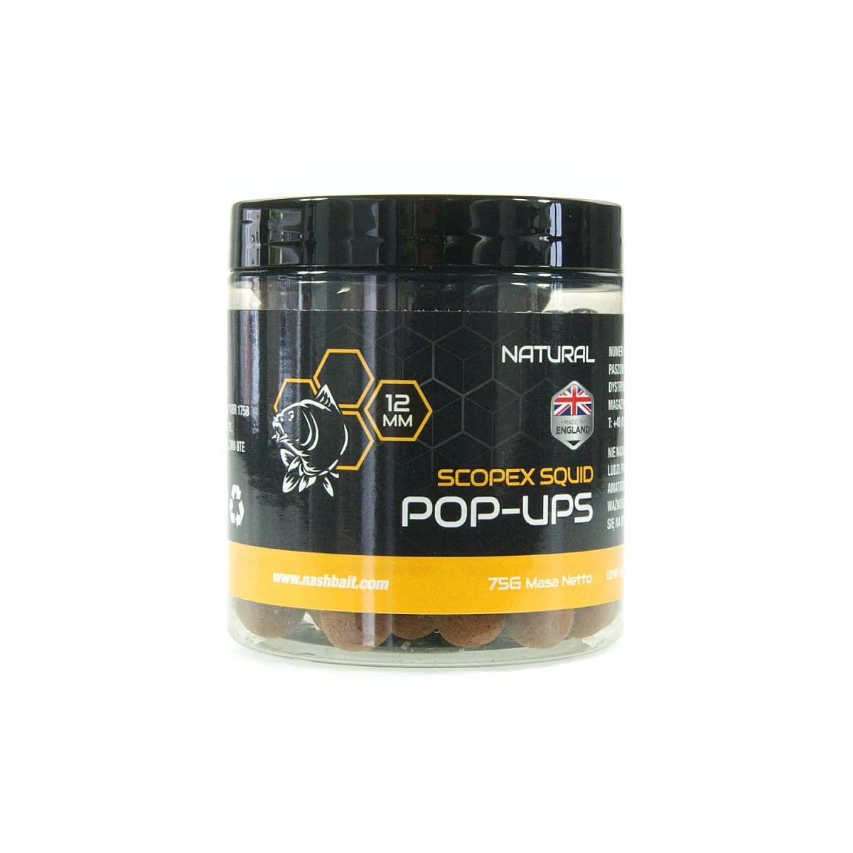 Nash Scopex Squid Pop Up - Naturalrozmiar 12mm/ 75g - MPN: B6320 - EAN: 5055108863205