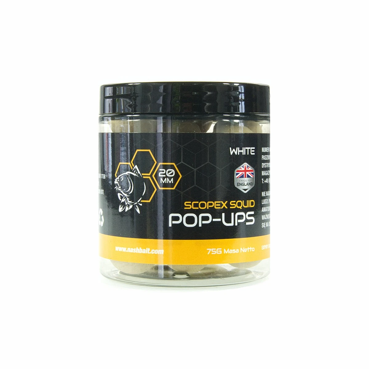 Nash Scopex Squid Pop Up - White 20mm / 75grozmiar 20mm / 75g - MPN: B6337 - EAN: 5055108863373
