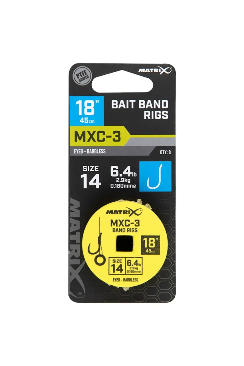 Matrix MXC-3 Barbless Bait Band Rigs - 45cmrozmiar 14/0.18mm - MPN: GRR092 - EAN: 5056212160655