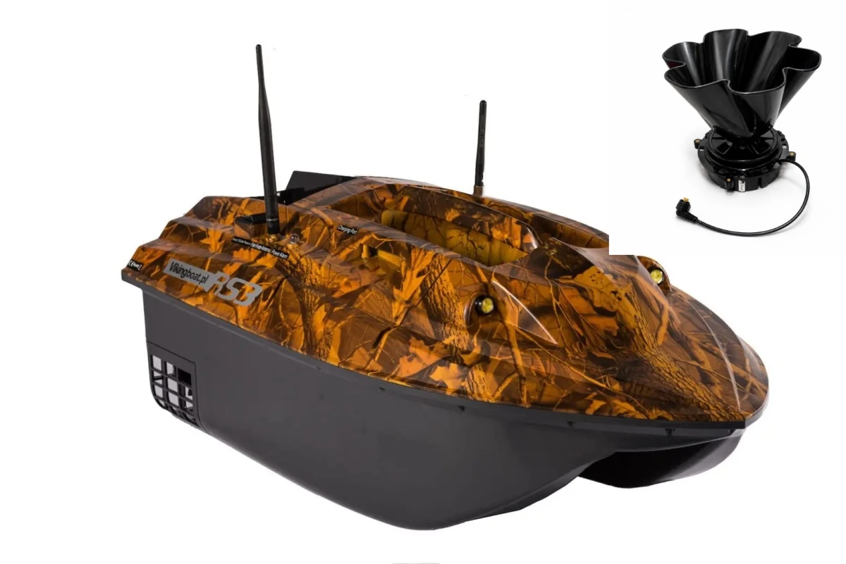 Viking Boat RS3 CAMO - (Echosonda All in One w Pilocie + Rozrzutnik Zanęty)kolor CAMO - MPN: RS3-CA-G-Br03-T - EAN: 5907195285074