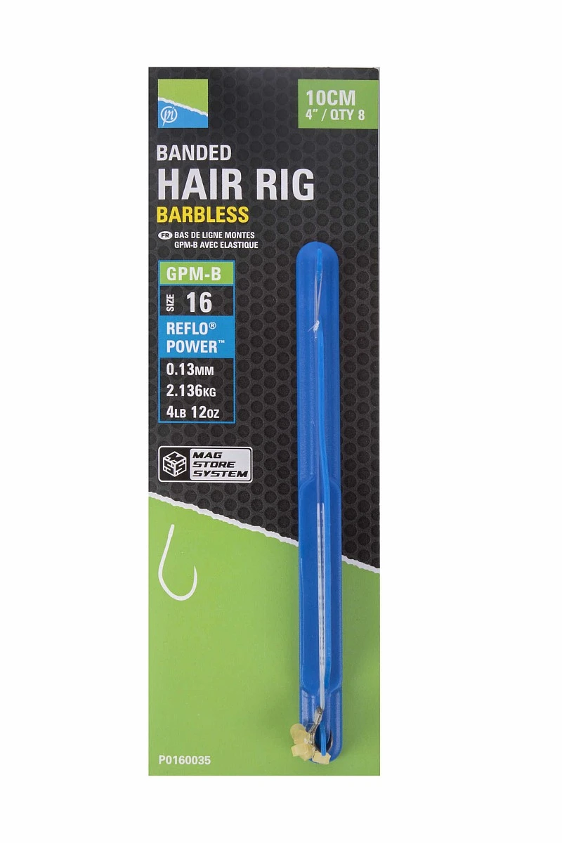 Preston Innovations GPM-B Banded Hair Rigs Barbless - 10cm 16 / 0.13mm (2.14kg) / 10cmrozmiar 16 / 0.13mm (2.14kg) / 10cm - MPN: P0160035 - EAN: 5056317719499