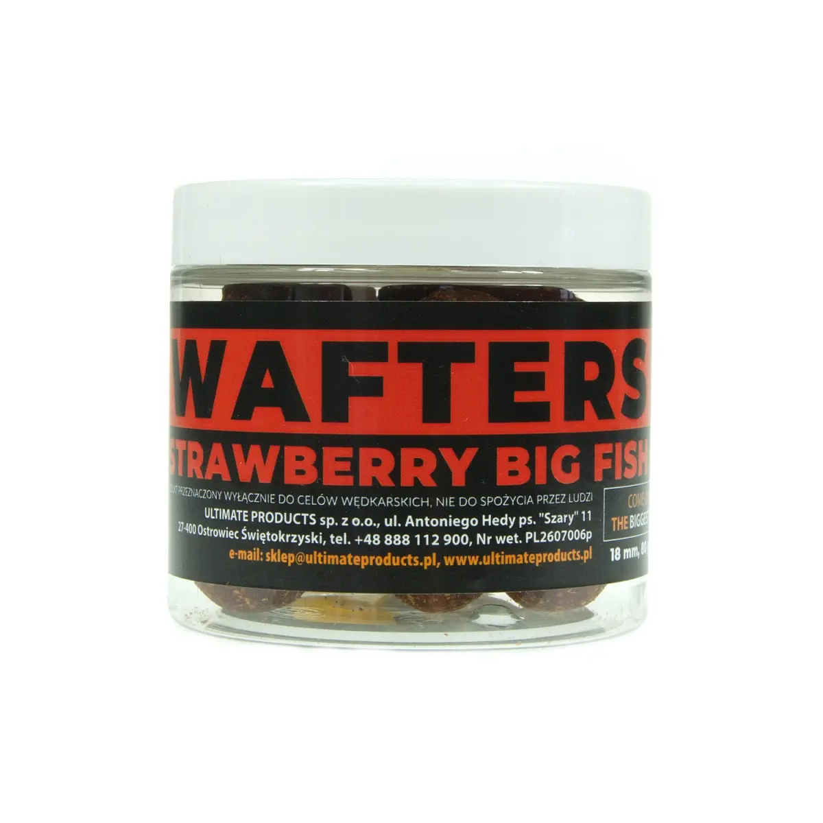 UltimateProducts Top Range Wafters - Strawberry Big Fishrozmiar 18 mm - EAN: 5903855434387