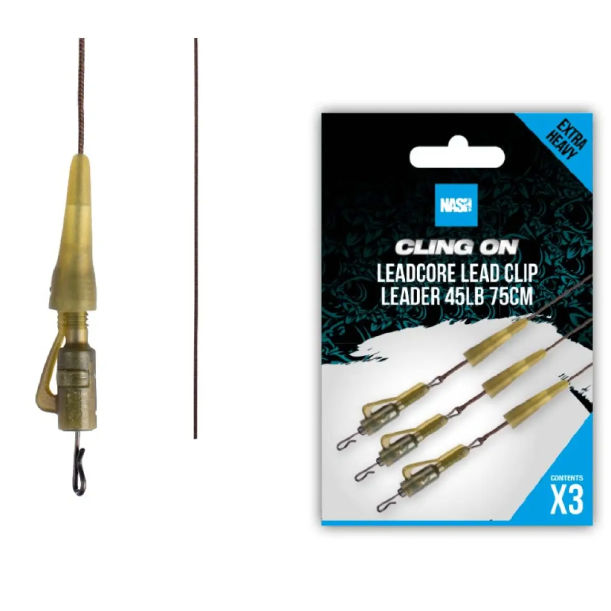 Nash Ready Tied Leadcore Lead Clip Leader 75 cm / 45lbmodel 75 cm / 45lb - MPN: T8190 - EAN: 5055108981909