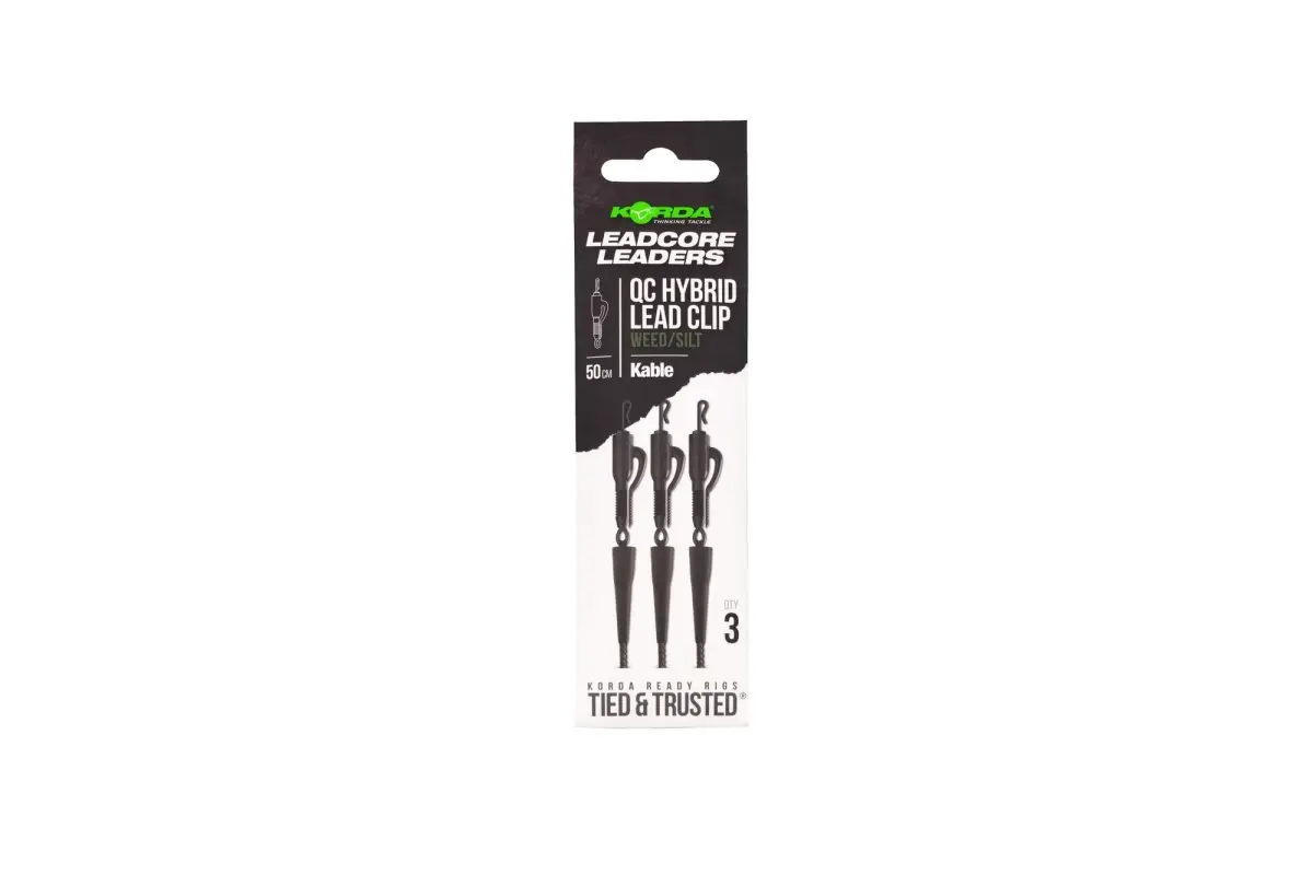 Korda Kable Leadcore Leader Hybrid Lead Clip QC Swivel 50cm 50cm / Weed Greendługość 50cm / Weed Green - MPN: KLL008 - EAN: 5060929025640