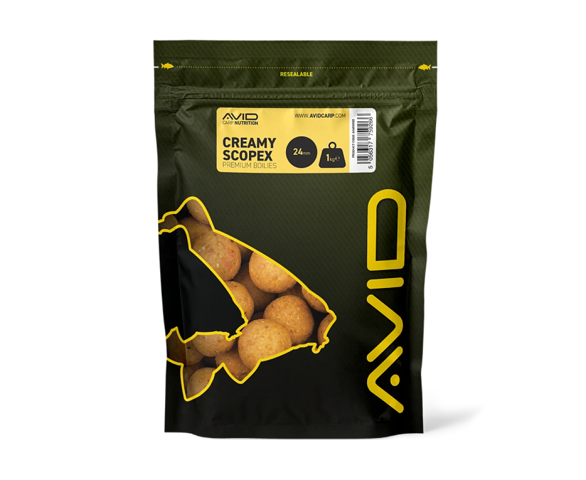 Avid Carp Creamy Scopex Boiliesrozmiar 24 mm - 1 kg - MPN: A0650002 - EAN: 5056317759266