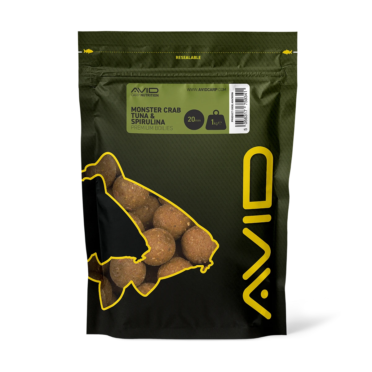 Avid Carp Monster Crab, Tuna & Spirulina Boiliesrozmiar 20 mm - 1 kg - MPN: A0650006 - EAN: 5056317759341