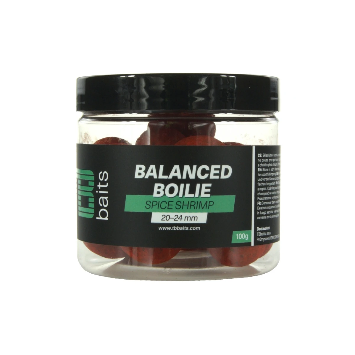 TB Baits Balanced Boilie + Atraktor Spice Shrimp rozmiar 20-24mm / 100g - MPN: TB00801 - EAN: 8596601008016