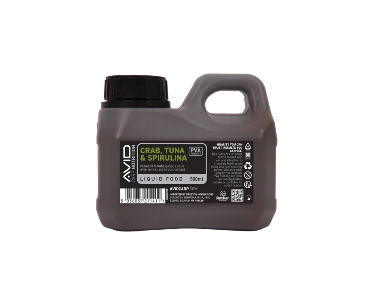 Avid Carp Crab, Tuna & Spirulina Liquid Food opakowanie 500ml - MPN: A0650105 - EAN: 5056837211411