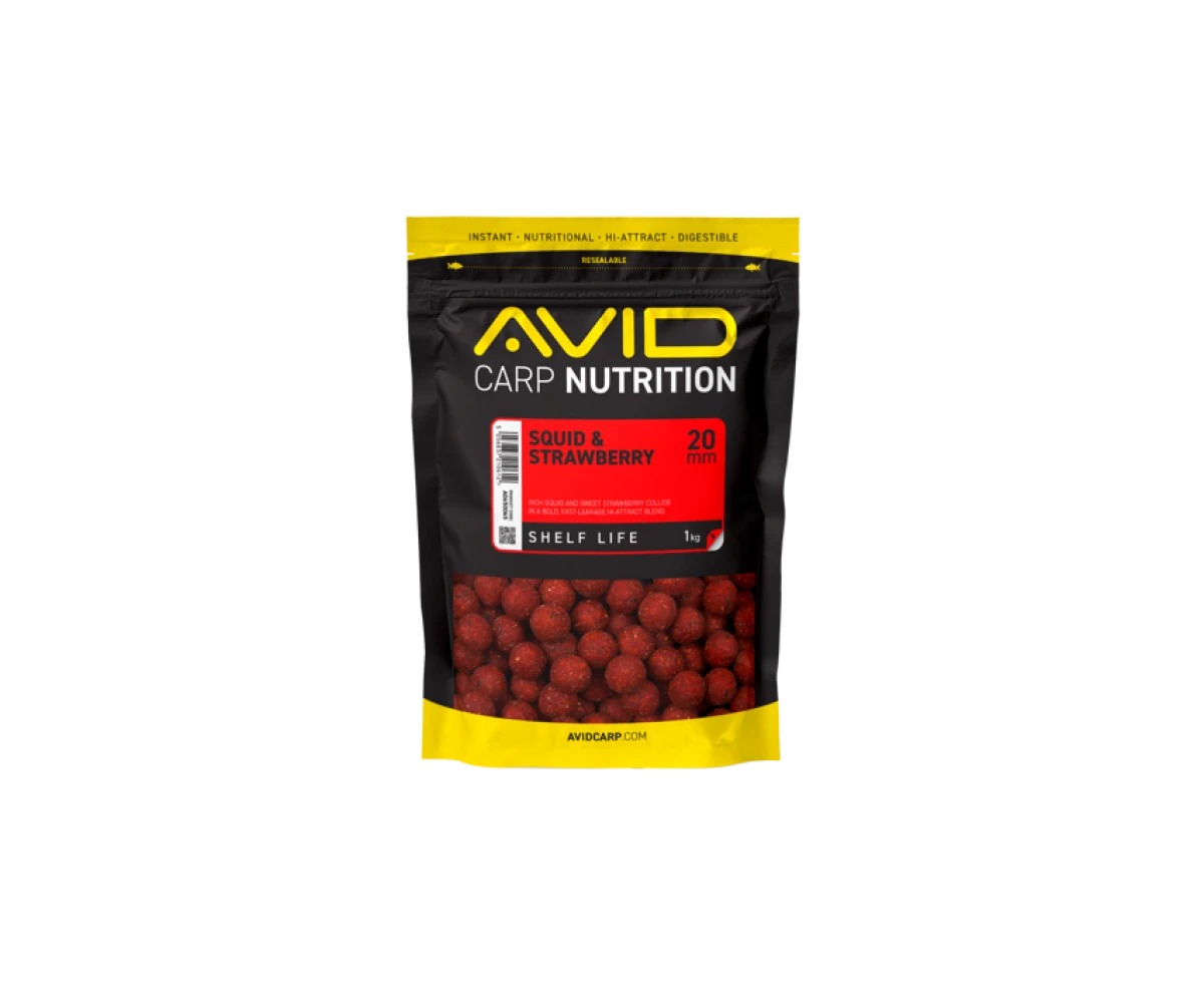 Avid Carp Squid & Strawberry Boiliesrozmiar 20mm / 1kg - MPN: A0650065 - EAN: 5056837210612