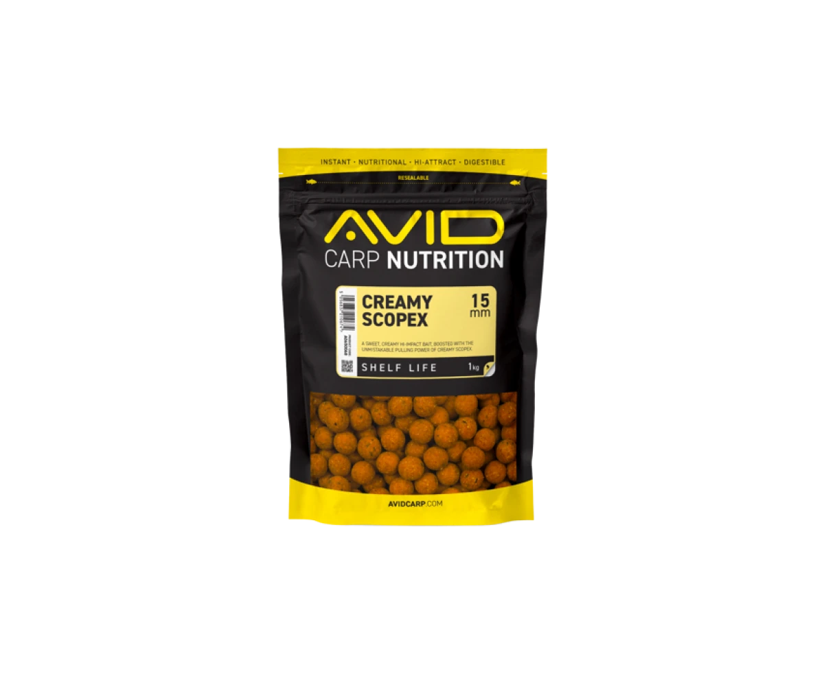  Avid Carp Creamy Scopex Boiliesrozmiar 15mm / 1kg - MPN: A0650068 - EAN: 5056837210674