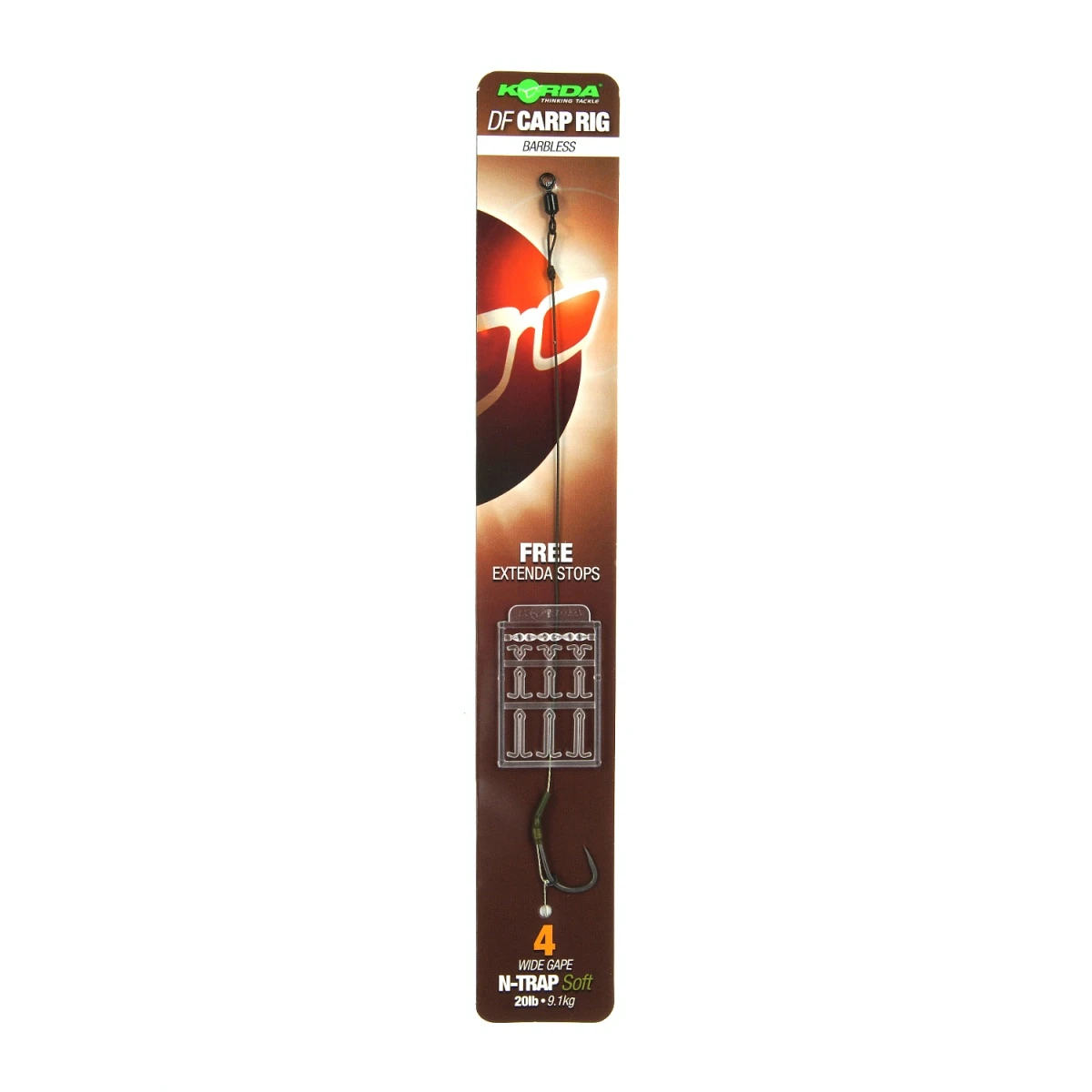 Korda N-Trap DF Rig Wide Gape (Barbless)rozmiar 4 (bezzadziorowy) - MPN: KCR141 - EAN: 5060461128618