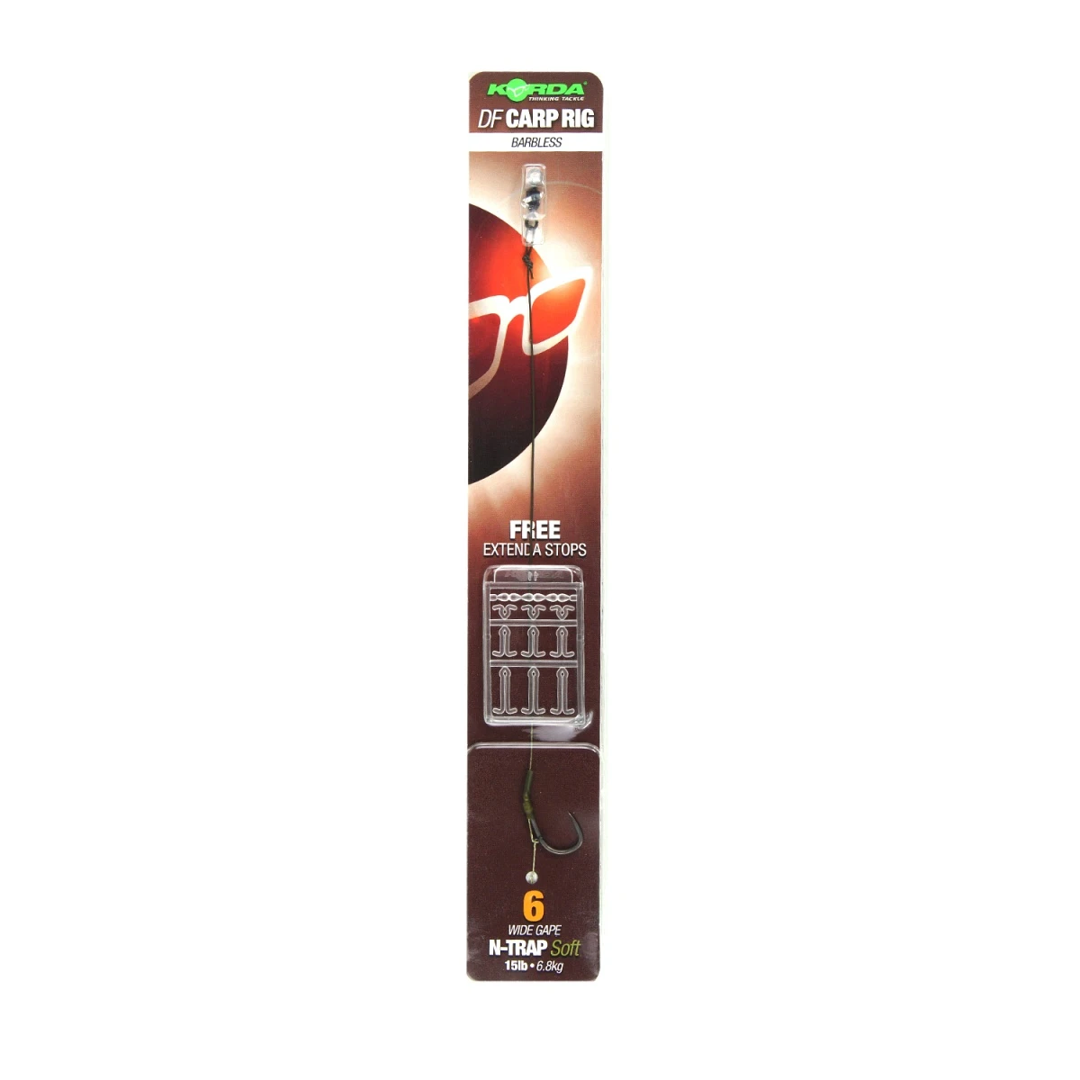 Korda N-Trap DF Rig Wide Gape (Barbless)rozmiar 6 (bezzadziorowy) - MPN: KCR035 - EAN: 5060062115628