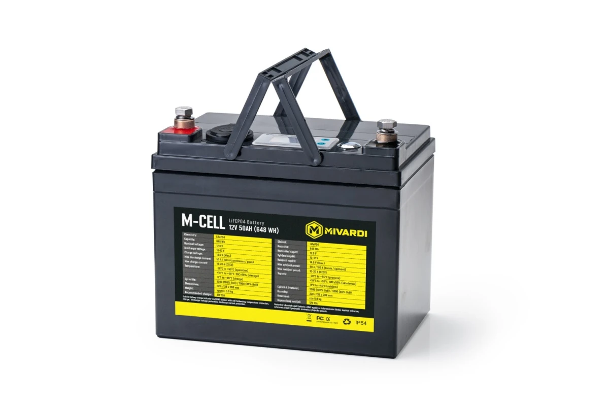 Mivardi M-CELL LiFePO4 12V 50Ah + 10A Chargermodel 50Ah + ładowarka 10A - MPN: M-MCELL1250LFC - EAN: 8595712423954