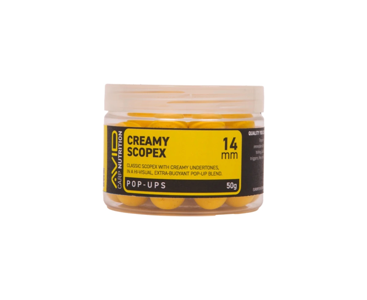 Avid Carp Creamy Scopex Pop-Up  Yellow  - PĘKNIĘTE WIECZKOrozmiar 14mm - EAN: 200000100681