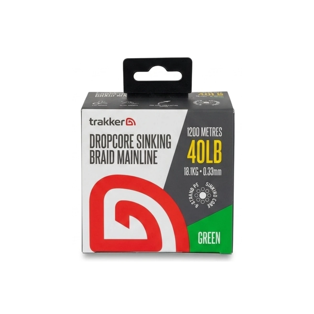 Trakker Dropcore Braid Green 40lb 1200mmodel 0.33mm (40lb) / 18.1 kg / 1200m - MPN: 228545 - EAN: 5056618313495