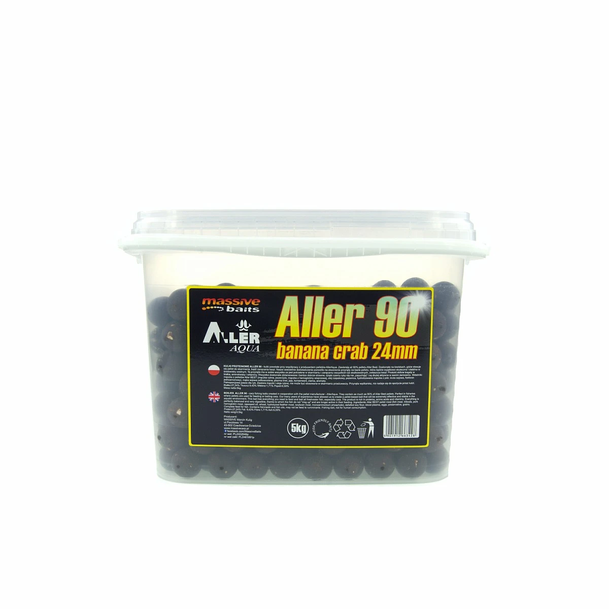 Massive Baits Aller 90 Banana Crab Boilies - KRÓTKA DATA WAŻNOŚCIrozmiar 24mm / 5kg - EAN: 200000102951