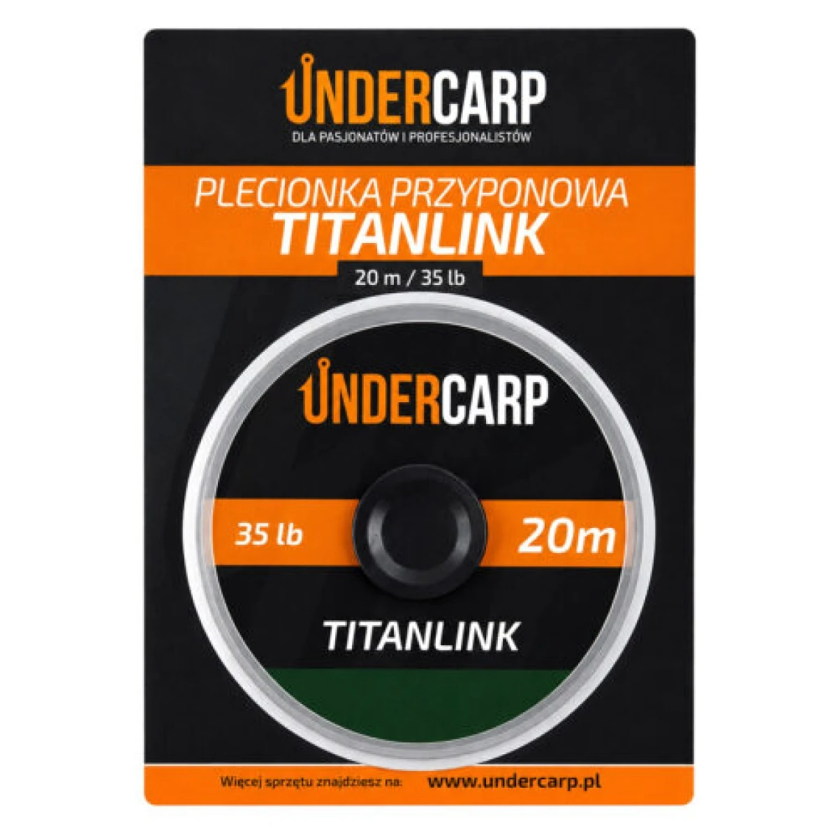 UnderCarp TITANLINK Green  - Plecionka przyponowa model zielony / 35lb  / 20m - MPN: UC807 - EAN: 5902721609324