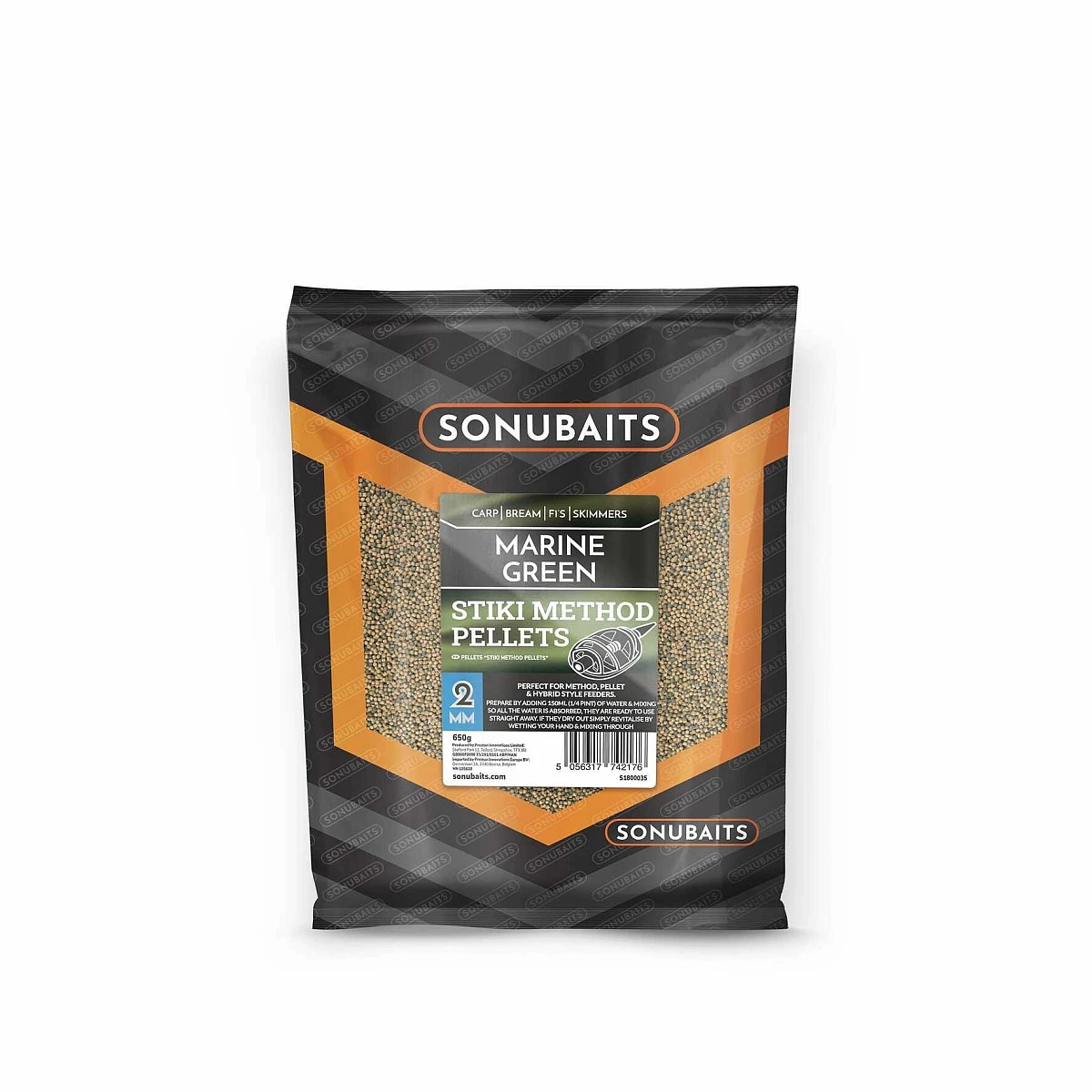 Sonubaits Stiki Marine Green Method Pellets  - Uszkodzone Opakowanie opakowanie 2mm / 650g - EAN: 200000103583