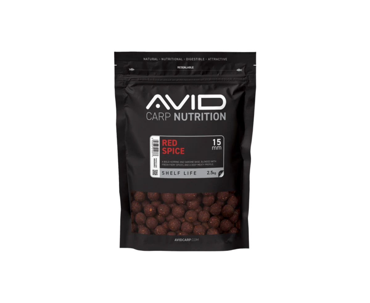 Avid Carp Red Spice Boilies  - Rozcięte Opakowanie (Data Ważności do 12-2028) 15mm / 2,5kgrozmiar 15mm / 2,5kg - EAN: 200000103750