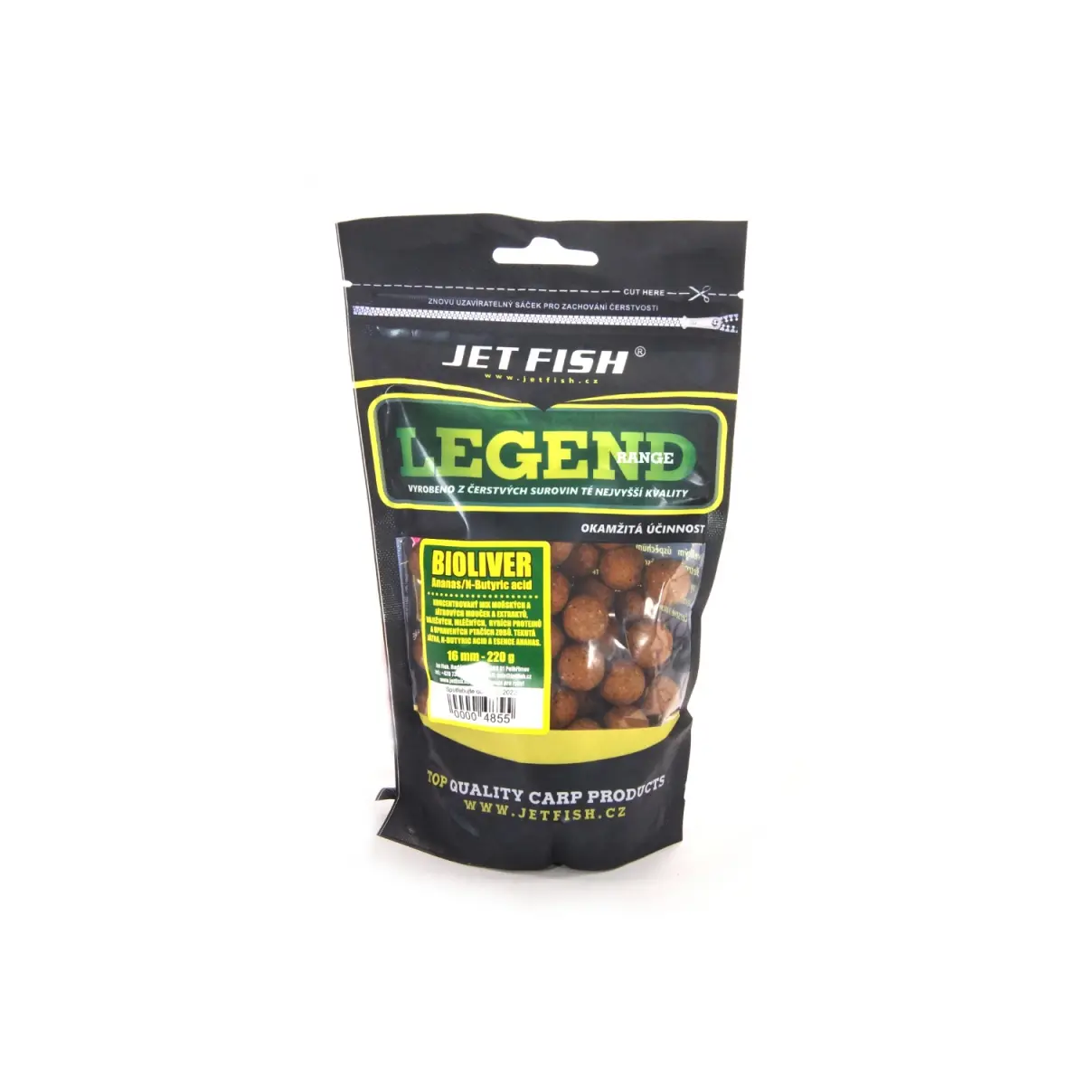Jetfish Legend Boilie - Bioliver + A.C. Pineapple  / N-Butyric Acidrozmiar 16mm / 220g - MPN: 000485 - EAN: 00004855