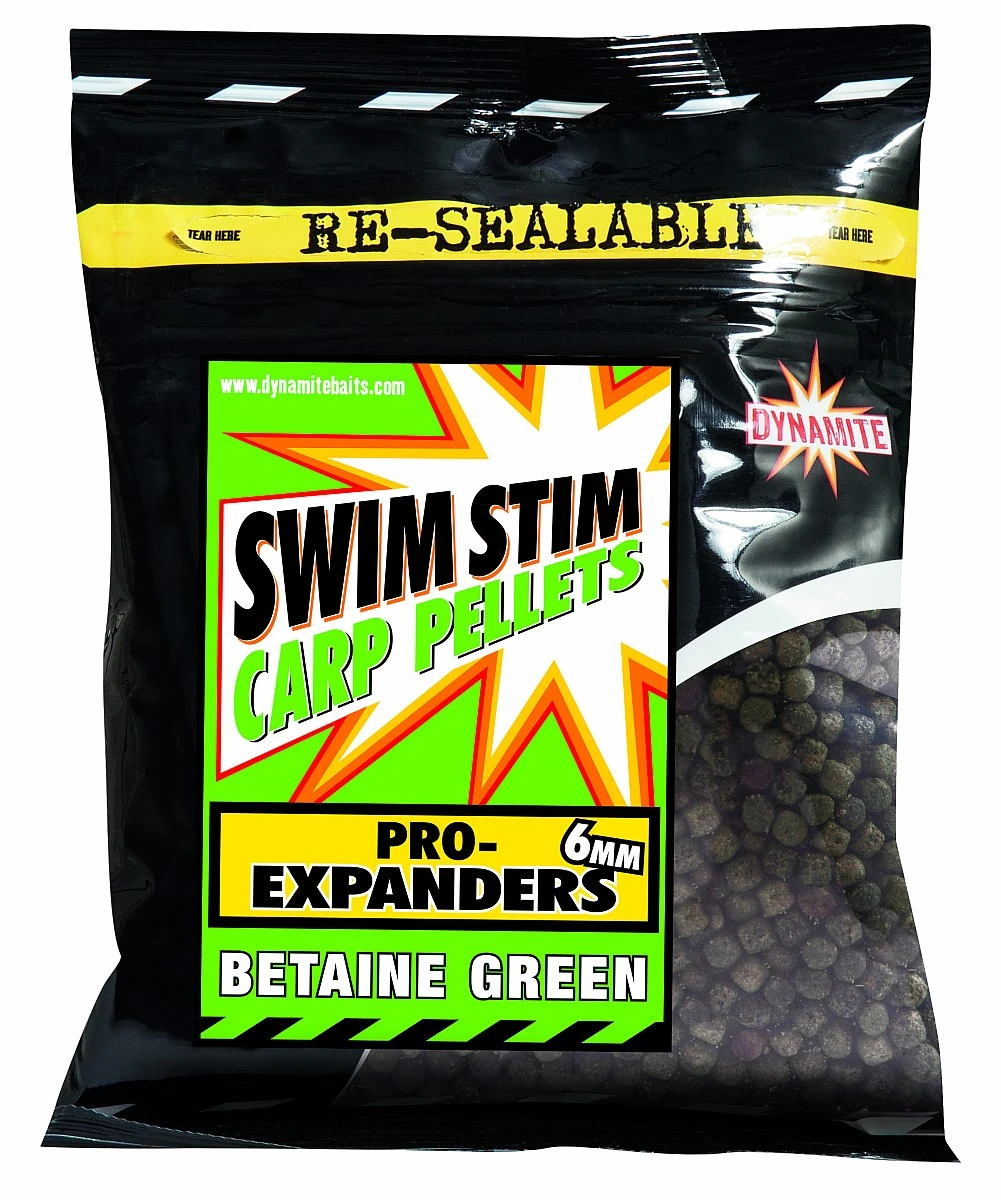 Dynamite Baits Swim Stim Carp Pellets - Pro-Expanders Green Betain 6 mm / 300grozmiar 6 mm / 300g - MPN: SMDY423 - EAN: 5031745211685