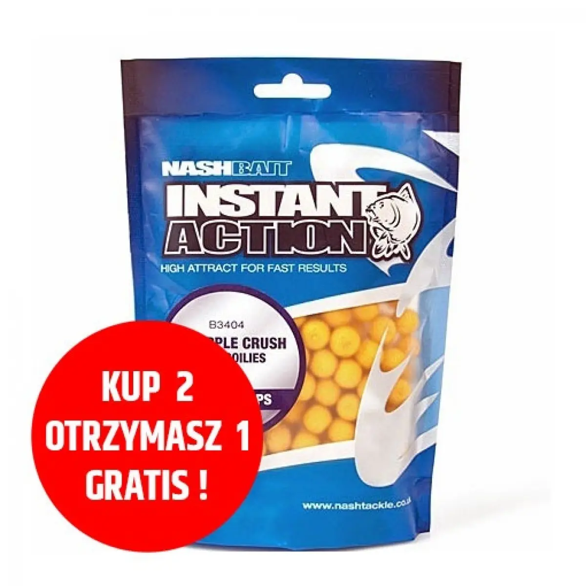 NEW Nash Instant Action Boilies Pineapple Crush 200g 15 mm / 200grozmiar 15 mm / 200g - MPN: B3414 - EAN: 5055108834144