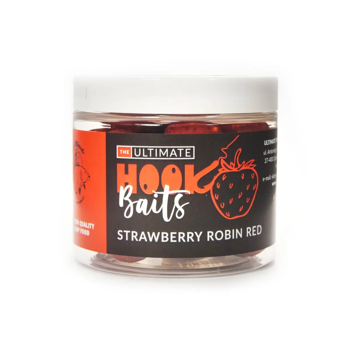 NEW UltimateProducts Juicy Series Strawberry-Robin Red Hookbaits  rozmiar 18/20 mm - EAN: 5903855431669