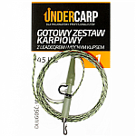 UnderCarp - Gotowy zestaw karpiowy z leadcorem 45lb i mocnym klipsem 45lv / 100cm (zielony)