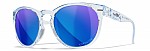 WileyX COVERT Captivate Polarized Blue Mirror Smoke Grey Gloss Crystal Light Sapphire Blue Frame