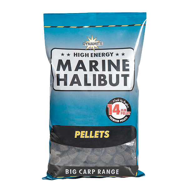 Dynamite Baits Pellets -Marine Halibut  14 mm / 900 g (z otworem)